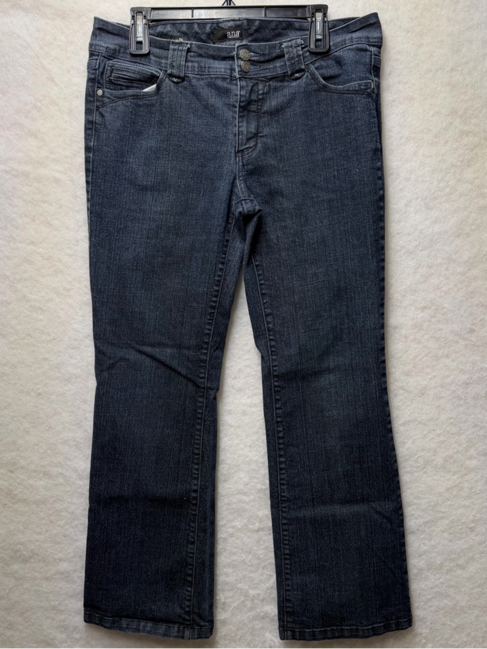 a.n.a Womens Modern Fit Straight Leg Jeans Size 12 Dark Wash Double Button